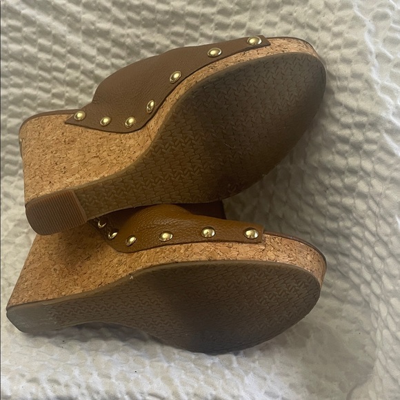 Michael Kors Tan Leather Wedge Sandals - Picture 10 of 10